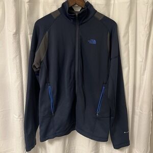 The North Face Fleece Jacket Men Large Navy Blue Full Zip Softshell Athleisue